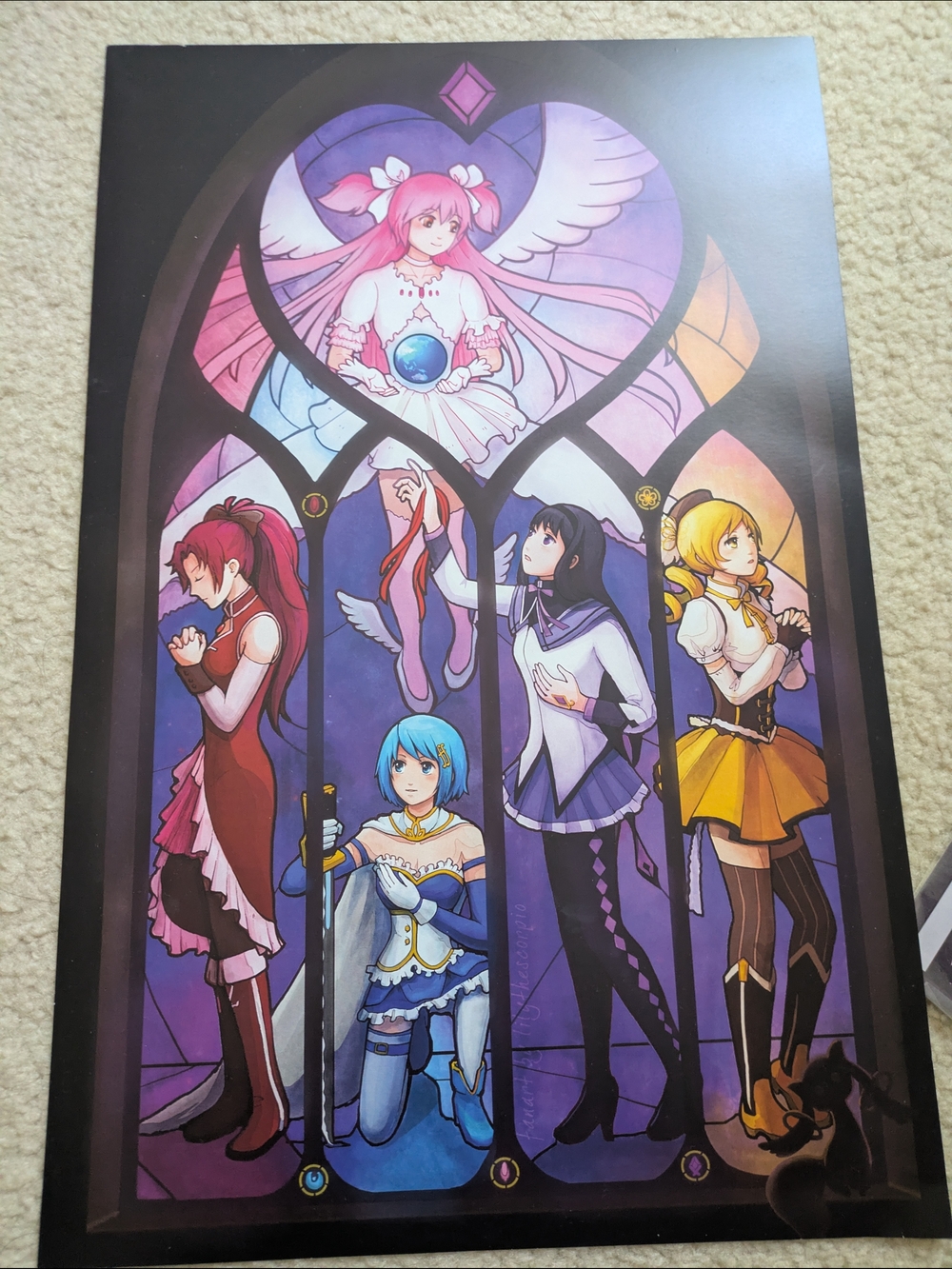 Madoka Magica Holy Quintet Stained Glass Style Art Poster